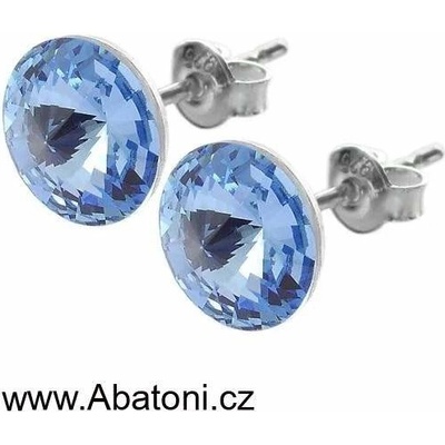 Swarovski Elements Rivoli vlepený krystal Ocelové náušnice pecky puzety modré kulaté 51037.3 Light Sapphire modrá světlá blankytná