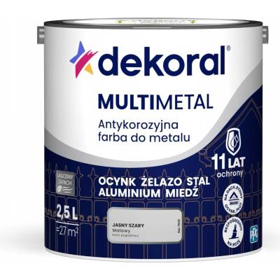 Dekoral Víceúčelová antikorozní barva na kov 2,5 l světle šedá
