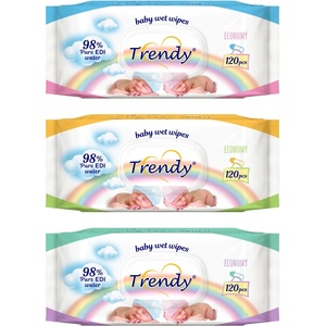 Trendy Бебешки мокри кърпички с капак Trendy - 120 броя, асортимент (1111) - ozone