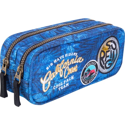 COOLPACK Елипсовиден ученически несесер Cool Pack Duke - Badges G Blue, с 2 отделения (B65156)