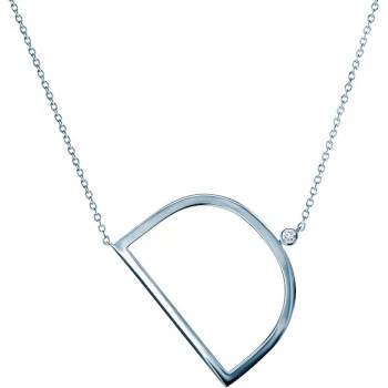 Image 1 of SAVICKI Колие с буква "D" Savicki: сребро, бял сапфир