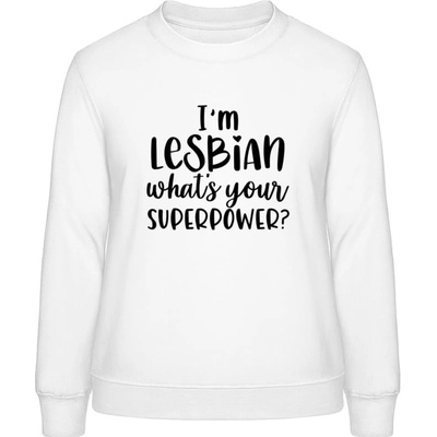 AWDis Sweat mikina Som lesbička aká je tvoja superschopnosť? arktická biela