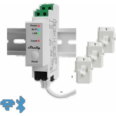 Shelly Pro 3EM 120 A, merač spotreby vr. 3 svoriek, WiFi, LAN, Matter