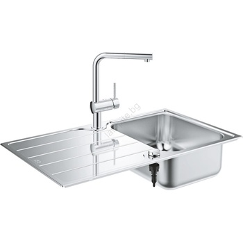 GROHE 31573sd1 -Комплект кухненска мивка k500 с отцедник и смесител a 86×50 см неръждаема стомана (gh0881)