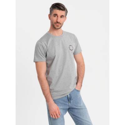 Ombre printed cotton T-shirt with round neckline light grey