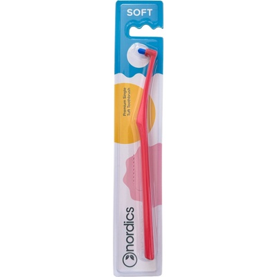 Nordics Oral Care Jednosvazkový zubní kartáček Soft Červená