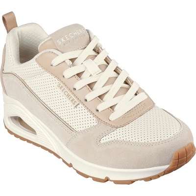 Skechers Дамски маратонки Skechers Suede & Perforated Duraleather Lace Low-Top Trainers Womens - Taupe/Natural