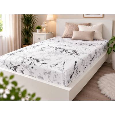 Jerry Fabrics Mikroflanelové prostěradlo Exclusive Mramor bílý 90x200