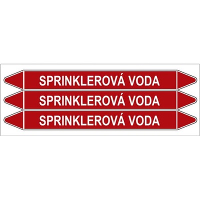 Značení potrubí, sprinklerová voda,3 ks, 355 × 37 mm PZ 008539