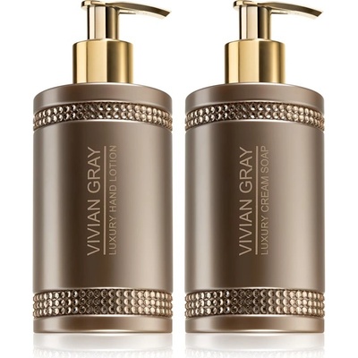 Vivian Gray Crystals Brown Crystals krém na ruky 250 ml + Vivian Gray Crystals Brown krémové mydlo 250 ml kozmetická sada