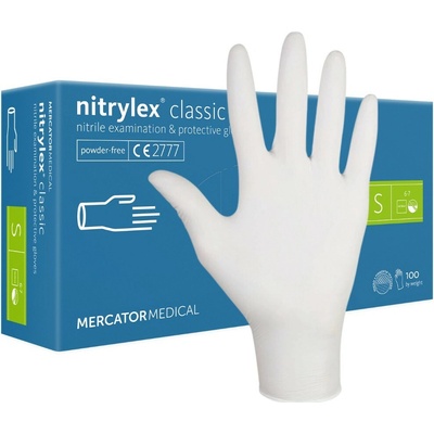 Nitrilové rukavice Mercator Nitrylex Classic S 100 ks Biela