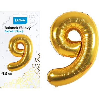 LUMA Balónek foliový č.9 ZLATÝ 40 cm