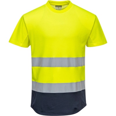 Portwest C395 tričko síťové krátký rukáv reflexní žlutá/navy L – Zboží Dáma