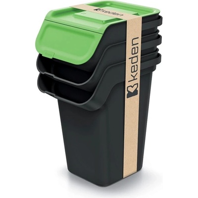 Kaddi Q Set Odpadkový kôš s filtrom - 3 x 25 l recyklovaná čierna