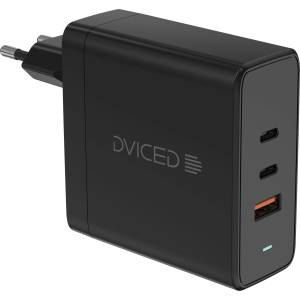 Dviced Wall charger w cable 65W GaN 2 USB-C 1 USB-A EU - Black (DV221012)