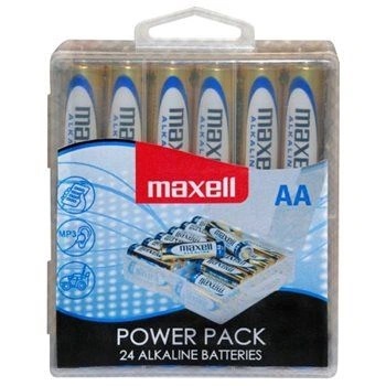 Maxell Алкална батерия Power Pack LR-6 AA 24 бр в затваряща се прозрачна пластмасова кутия (790269.04. CN) (790269.04.CN)