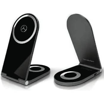 Mercedes-Benz 2в1 индуктивно зарядно устройство Mercedes Silver Stars MagSafe, 15W, сгъваемо, черно (Mer008001-0)
