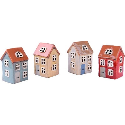 Ego Dekor Keramický domeček na čajovou svíčku FAIRY TALES šed-bíl/béž/modr-šed/červ, 7x12x7cm|MyScandi - šedá – Zboží Dáma