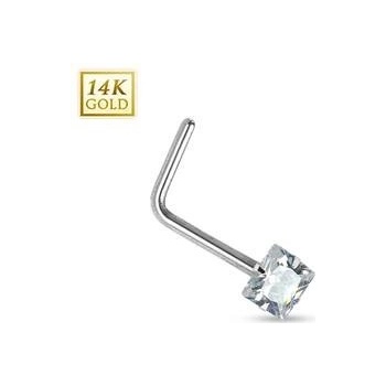 Šperky4U zlatý piercing do nosu čirý zirkon ZL01030C-WG