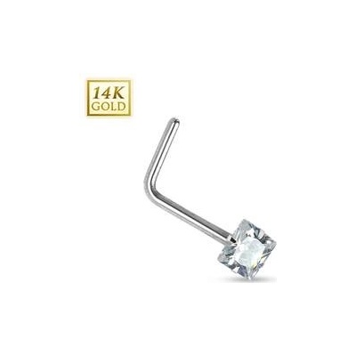 Šperky4U zlatý piercing do nosu čirý zirkon ZL01030C-WG