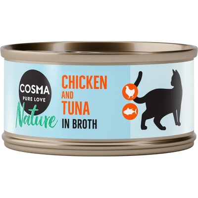 Cosma 6х70г Cosma Nature, консервирана храна за котки - пилешки гърди и риба тон
