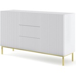 BIM Furniture Комод Ravenna B 150 2D3S фрезован фолиран MDF, бял мат/злато (RAVENNACAB150WHMGF)