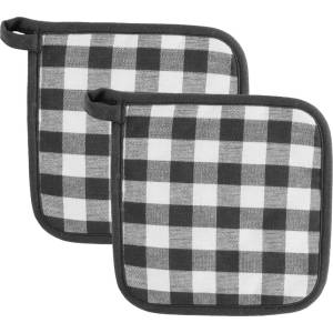 Tiseco Home Studio Памучни ръкавици за фурна в комплект от 2 бр. Gingham - Tiseco Home Studio (9685BLACK)