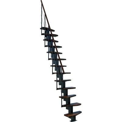 Minka STAIRS Přímé modulové schodiště Quatro ořech/černá, 298 cm