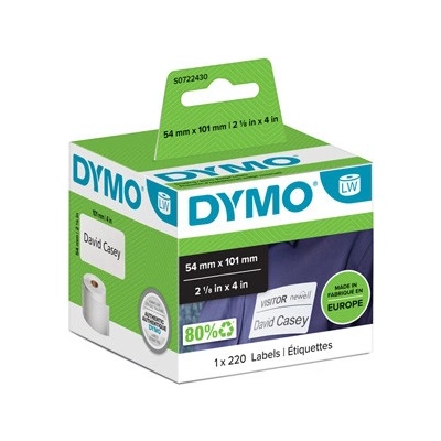 Dymo papierové štítky 101mm x 54mm, biele, pre prepravu, 220 ks, 99014, S0722430