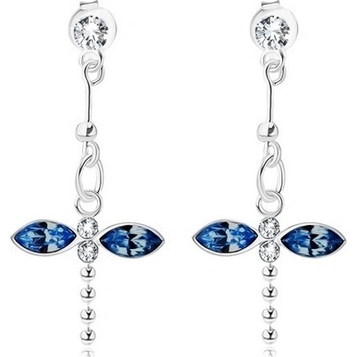 Šperky eshop visící vážka modré a čiré krystaly Swarovski I31.08