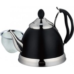 KINGHOFF Чайник с цедка Kinghoff KH 1538, 1 литър, Инокс, Черен/Сребрист (9999KH1538) - topmarket
