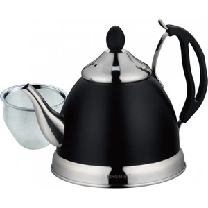 KINGHOFF Чайник с цедка Kinghoff KH 1538, 1 литър, Инокс, Черен/Сребрист (9999KH1538) - topmarket