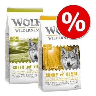 Wolf of Wilderness jahňacie + kačacie 2 x 12 kg