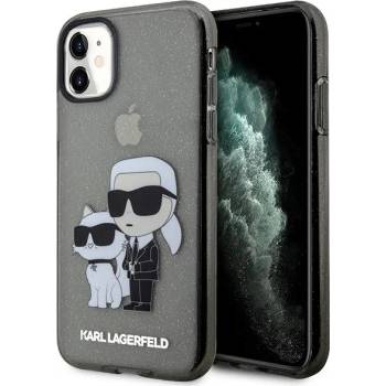 KARL LAGERFELD Кейс Karl Lagerfeld KLHCN61HNKCTGK за iPhone 11 / XR 6.1"", черен / черен, твърд, Gliter Karl&Choupette (KF001586-0)