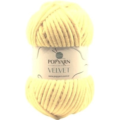 POPYARN Pletací příze Velvet B044 - žlutá světlá