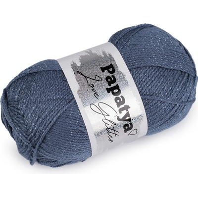 Pletací příze Papatya Love Glitter 100 g modrá jeans 1 ks