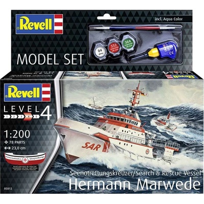 Revell DGzRS Hermann Marwede Model Set lode 1:200 78 dielov + farby + lepidlo + štetec