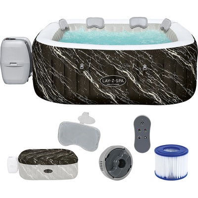 Джакузи надуваемо, 180x66 см, Bestway 6001F Lay-Z-Spa Hollywood Luxe, с филтърна система, дозатор за хлор, покривало, облегалки, LED светлини (6001F)