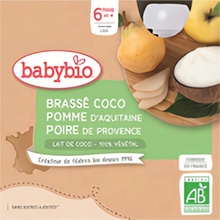 Babybio BIO Svačinka s kokosovým mlékem jablko a hruška 4 x 85 g