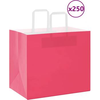 vidaXL Хартиени торбички 250 бр с дръжки розови 32x22x28 см (4101904)