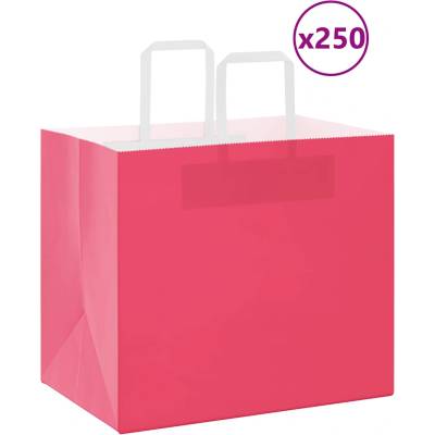 vidaXL Хартиени торбички 250 бр с дръжки розови 32x22x28 см (4101904)