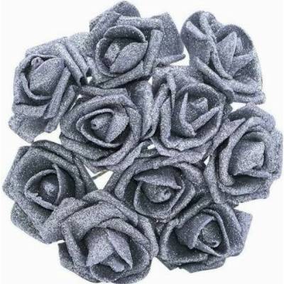 Ružičky strieborné glitrové 3,5 cm / 6 ks