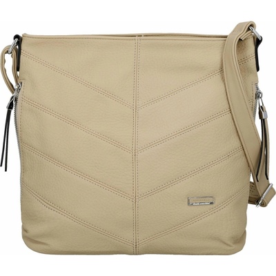 Zajímavá dámská koženková crossbody kabelka Denisa tmavě béžová