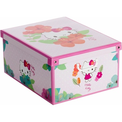 Lavatelli úložný box s víkem, motiv HELLO KITTY, růžový, pevný karton, 50x39x24 cm