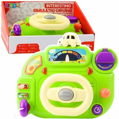 LeanToys Interaktivní volant pro dětský jízdní simulátor, světla a zvuky zeleně