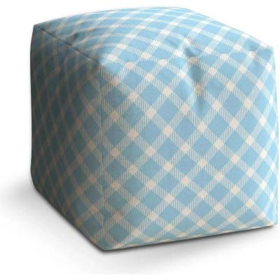 Sablio Taburet Cube Modrobílé čtverce - 60x60x60 cm