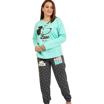 Image 1 of Макси ватирана пижама в зелено и графитено с куче