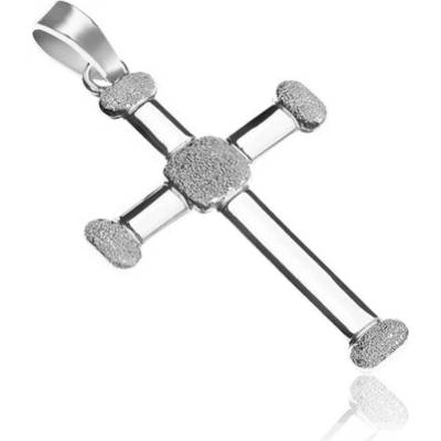 Šperky eshop Přívěsek ze stříbra 925 pískované cípy a střed Y22.16