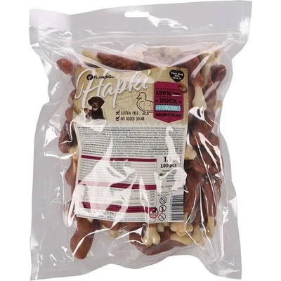 FLAMINGO Hapki Calcium Drumsticks with Duck 8 cm 1,5 kg 100 ks