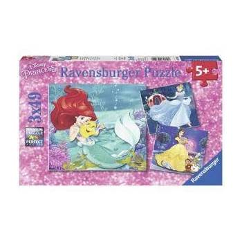 Ravensburger Детски Пъзел Дисни Принцеси, 3 х 49, Ариел, Бел, Пепеляшка, 7009350